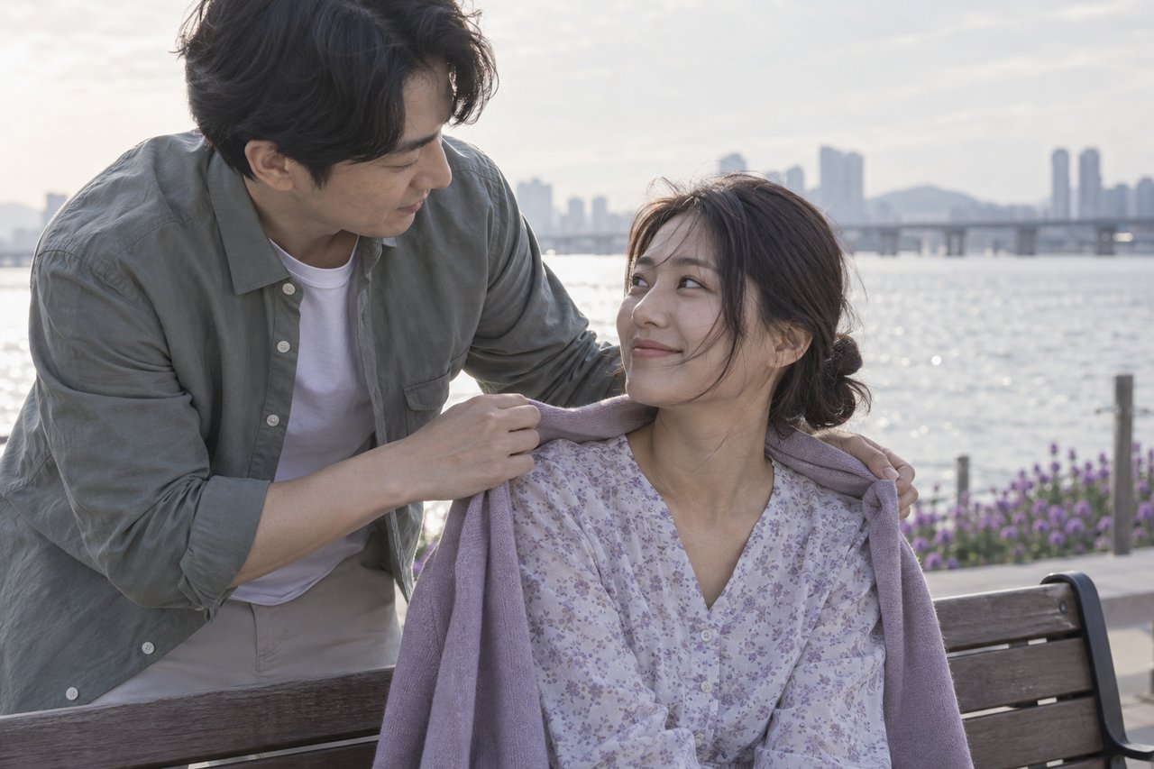 말보다 행동으로 표현하는 연인에게 애정 표현 부탁하기 — AI 연출 이미지